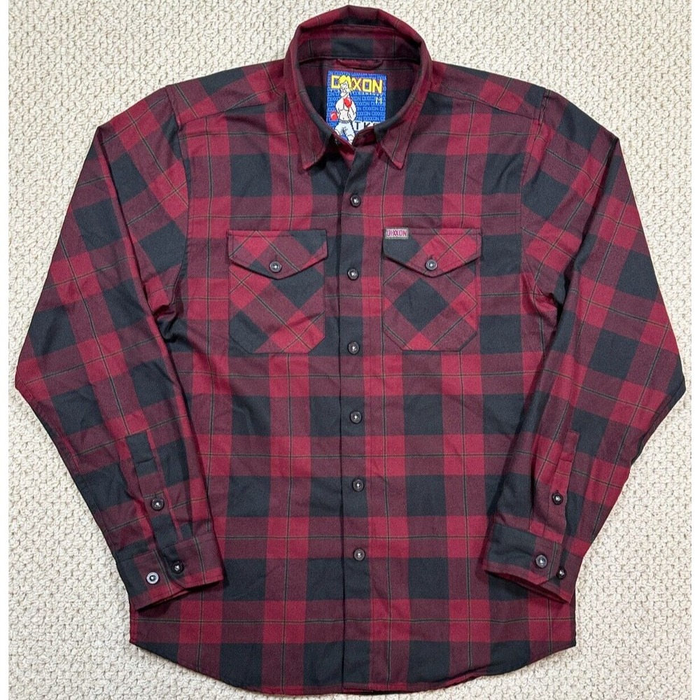 Dixxon Flannel Mens M Red Black Plaid TKO Boxing Long Sleeve Button Down Shirt